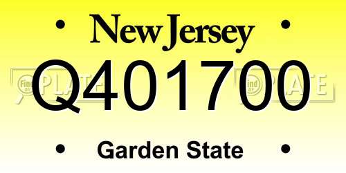 Q401700 New Jersey License Plate
