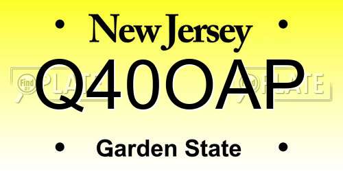 Q40OAP New Jersey License Plate