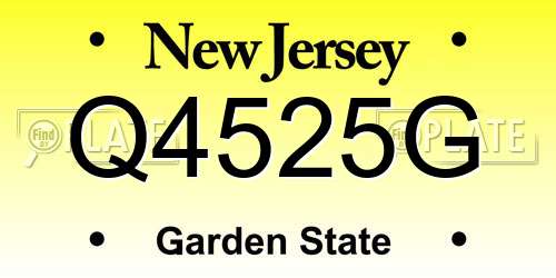 Q4525G New Jersey License Plate
