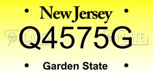 Q4575G New Jersey License Plate
