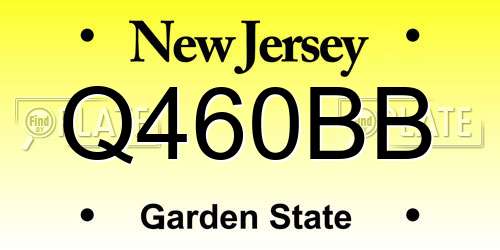 Q460BB New Jersey License Plate