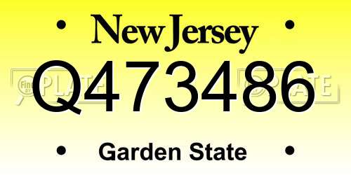 Q473486 New Jersey License Plate