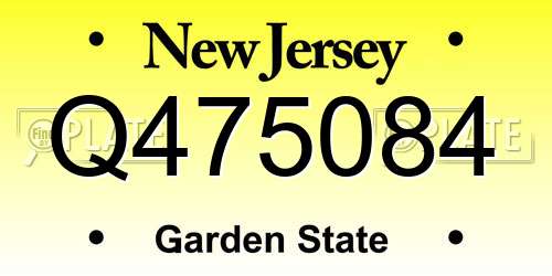 Q475084 New Jersey License Plate