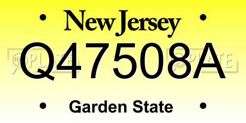 Q47508A New Jersey License Plate