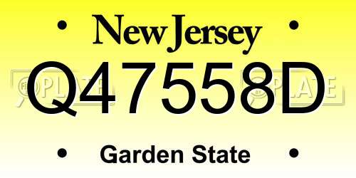 Q47558D New Jersey License Plate