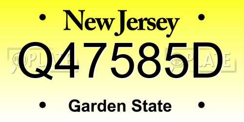Q47585D New Jersey License Plate