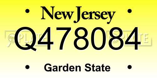 Q478084 New Jersey License Plate