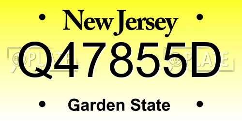 Q47855D New Jersey License Plate