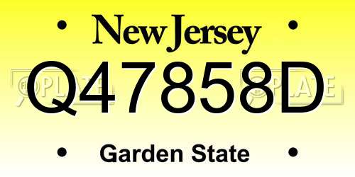 Q47858D New Jersey License Plate