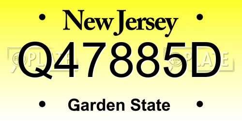 Q47885D New Jersey License Plate