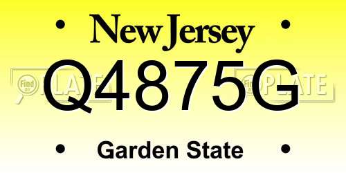 Q4875G New Jersey License Plate