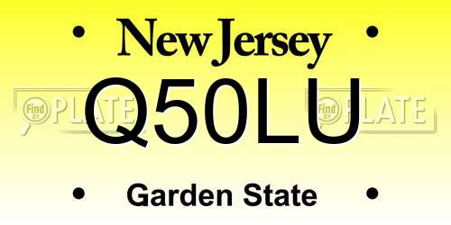 Q50LU New Jersey License Plate