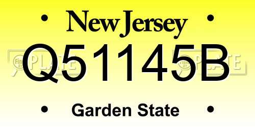 Q51145B New Jersey License Plate