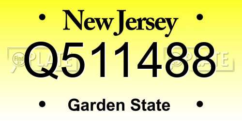 Q511488 New Jersey License Plate