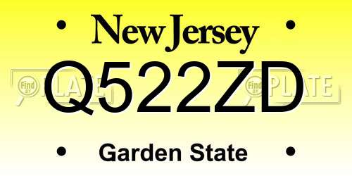 Q522ZD New Jersey License Plate