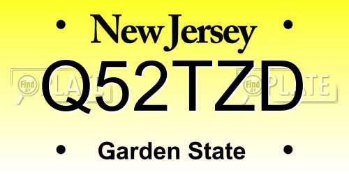 Q52TZD New Jersey License Plate