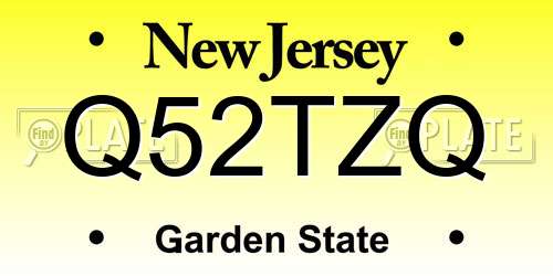 Q52TZQ New Jersey License Plate