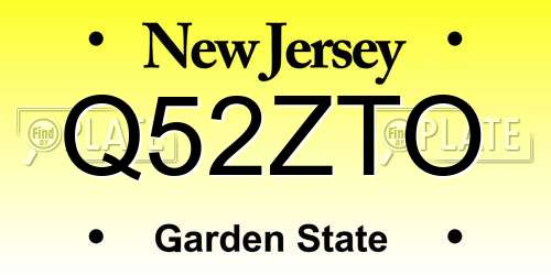Q52ZTO New Jersey License Plate