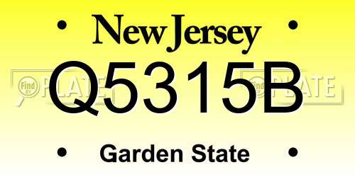 Q5315B New Jersey License Plate