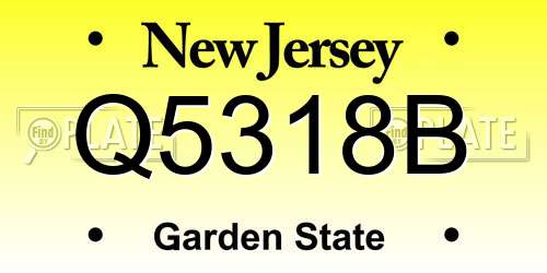 Q5318B New Jersey License Plate