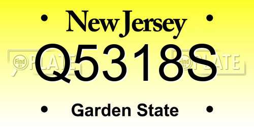 Q5318S New Jersey License Plate