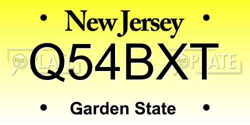 Q54BXT New Jersey License Plate