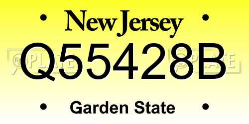 Q55428B New Jersey License Plate