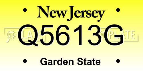 Q5613G New Jersey License Plate