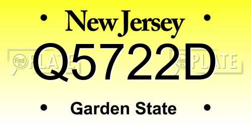Q5722D New Jersey License Plate
