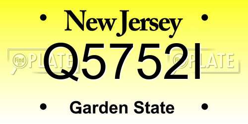 Q5752I New Jersey License Plate
