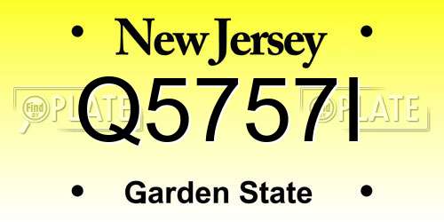 Q5757I New Jersey License Plate