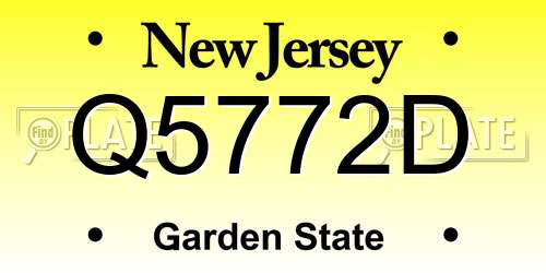 Q5772D New Jersey License Plate