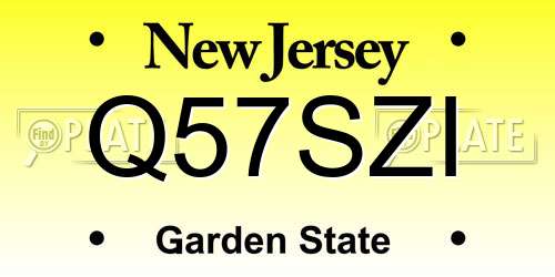 Q57SZI New Jersey License Plate