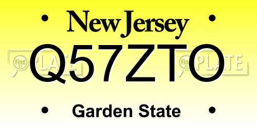 Q57ZTO New Jersey License Plate
