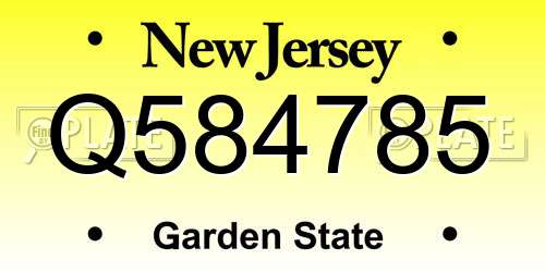 Q584785 New Jersey License Plate