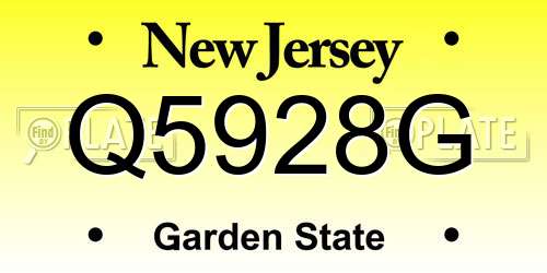 Q5928G New Jersey License Plate