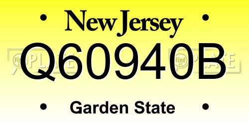 Q60940B New Jersey License Plate