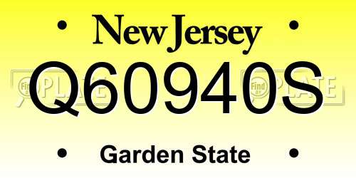 Q60940S New Jersey License Plate