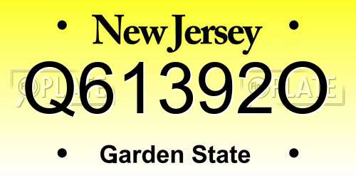 Q61392O New Jersey License Plate