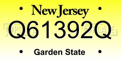 Q61392Q New Jersey License Plate