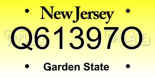 Q61397O New Jersey License Plate