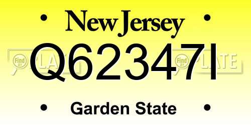 Q62347I New Jersey License Plate