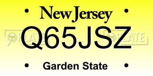 Q65JSZ New Jersey License Plate