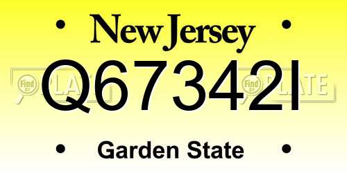 Q67342I New Jersey License Plate