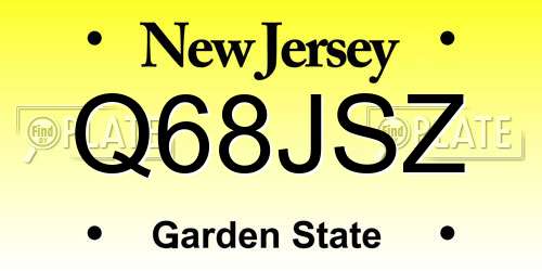 Q68JSZ New Jersey License Plate