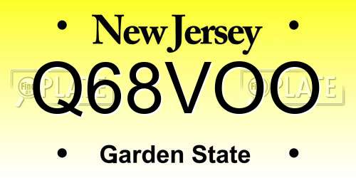 Q68VOO New Jersey License Plate