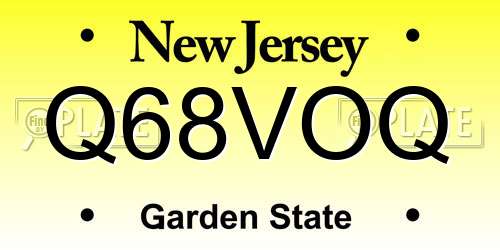 Q68VOQ New Jersey License Plate