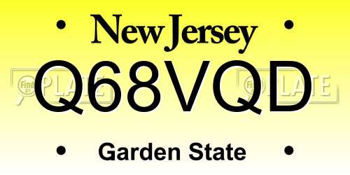 Q68VQD New Jersey License Plate