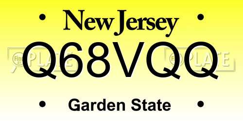 Q68VQQ New Jersey License Plate