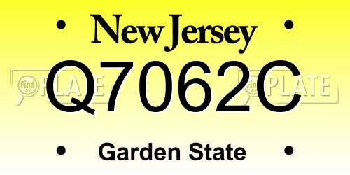 Q7062C New Jersey License Plate